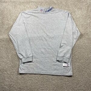 Vtg 90s Dallas Cowboys Turtleneck Long Sleeve Shirt Gray Embroidered Large